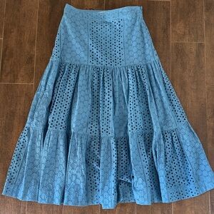Karina Grimaldi Blue Eyelet Maxi Skirt